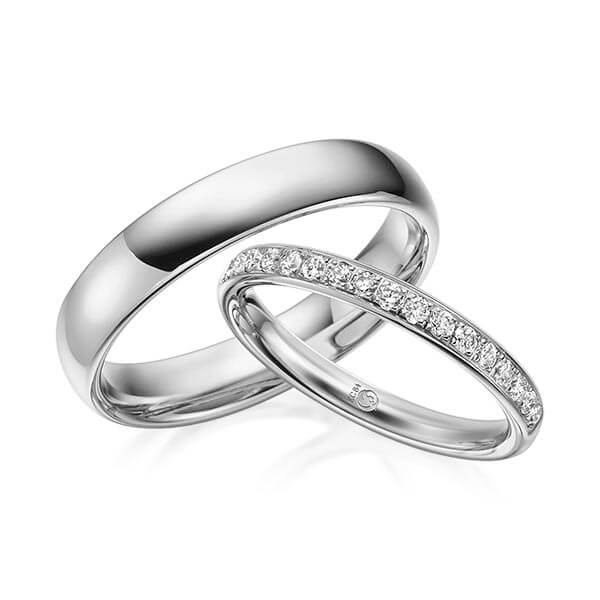 Paar Trauringe / Eheringe Platin 600/- zus. 0,340 ct, tw, si - RU-1542-5