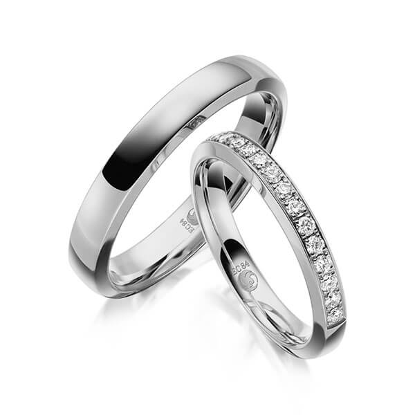 Paar Trauringe / Eheringe Platin 600/- zus. 0,340 ct, tw, si - RU-1639-5