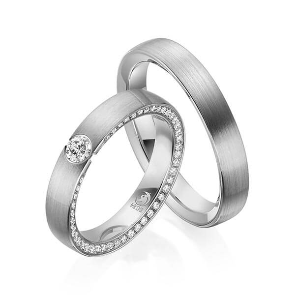 Paar Trauringe / Eheringe Platin 600/- zus. 0,410 ct, tw, si - RU-1536-5