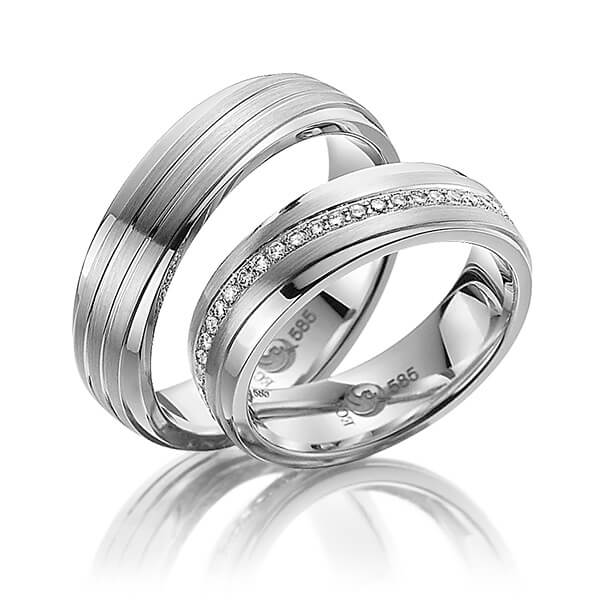 Paar Trauringe / Eheringe Platin 600/- zus. 0,460 ct, tw, si - RU-1112-4