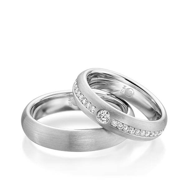 Paar Trauringe / Eheringe Platin 600/- zus. 0,540 ct, tw, si - RU-1057-5