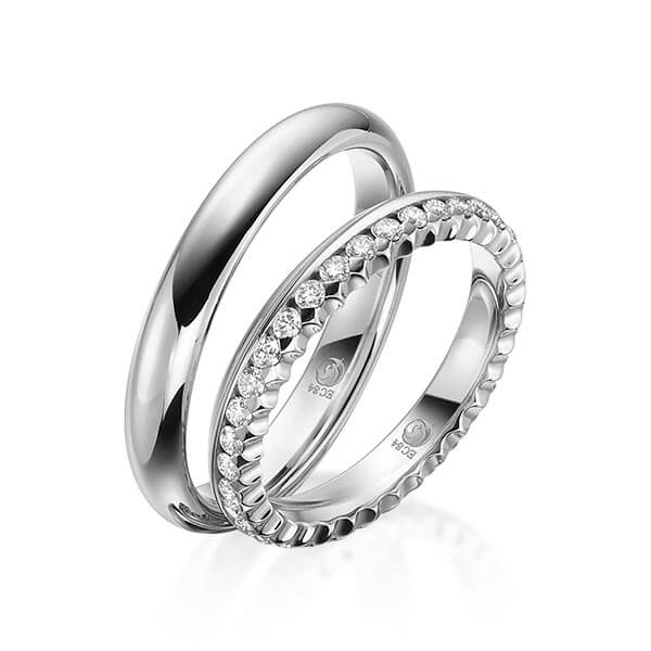 Paar Trauringe / Eheringe Platin 600/- zus. 0,700 ct, tw, si - RU-1535-5