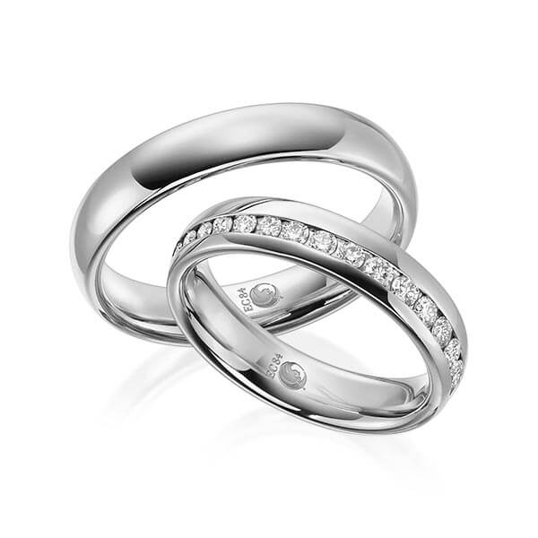 Paar Trauringe / Eheringe Platin 600/- zus. 0,800 ct, tw, si - RU-1537-5