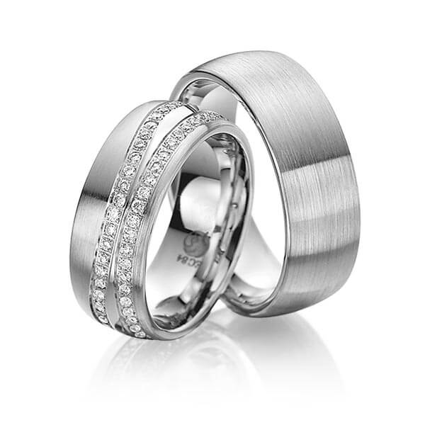 Paar Trauringe / Eheringe Platin 600/- zus. 0,920 ct, tw, si - RU-1148-3