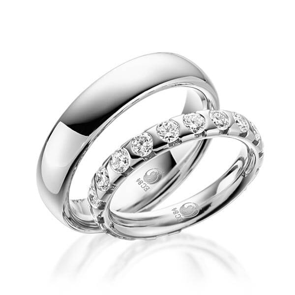 Paar Trauringe / Eheringe Platin 600/- zus. 2,000 ct, tw, si - RU-1044-5