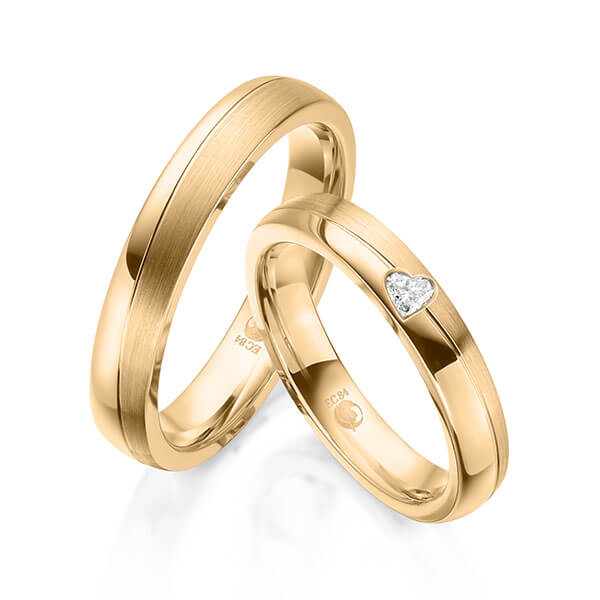 Paar Trauringe / Eheringe Roségold 585/- zus. 0,080 ct, tw, vs - RU-1609-1