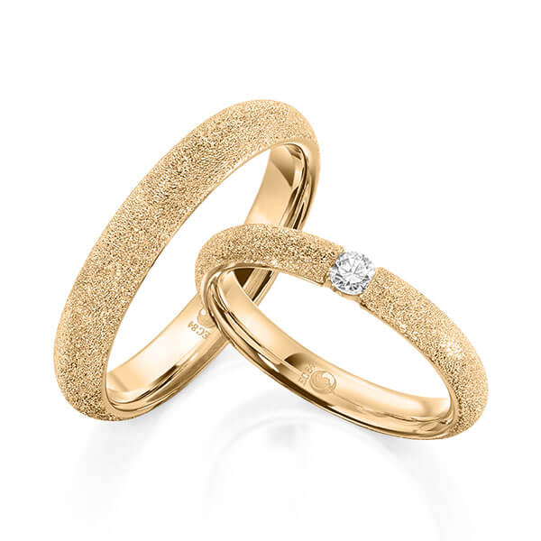 Paar Trauringe / Eheringe Roségold 585/- zus. 0,100 ct, tw, si - RU-1610-1