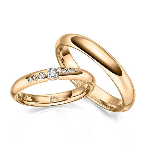 Paar Trauringe / Eheringe Roségold 585/- zus. 0,160 ct, tw, si & tw, vs - RU-1630-4