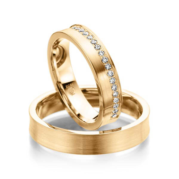 Paar Trauringe / Eheringe Roségold 585/- zus. 0,210 ct, tw, si - RU-1034-1