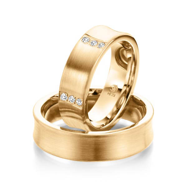 Paar Trauringe / Eheringe Roségold 585/- zus. 0,300 ct, tw, si - RU-1033-4