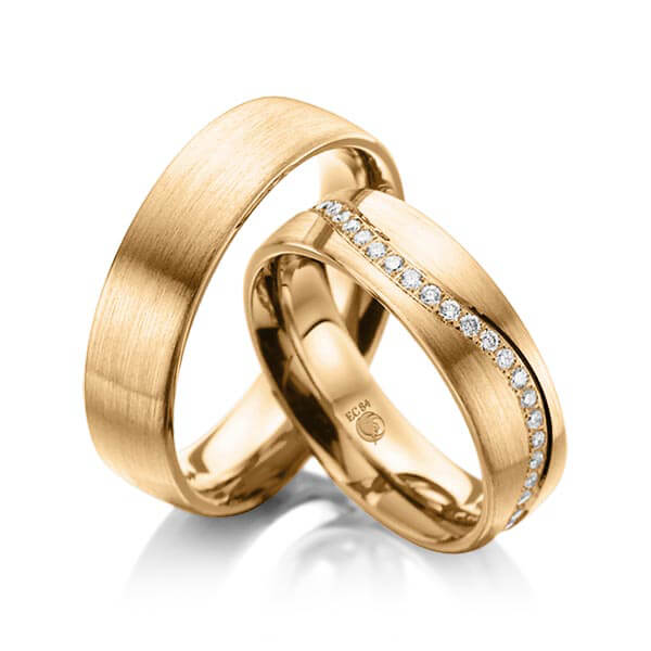 Paar Trauringe / Eheringe Roségold 585/- zus. 0,450 ct, tw, si - RU-1007-3